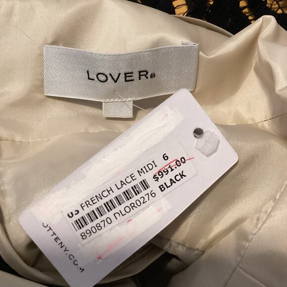 Lover The Label Black French Lace Sweetheart Midi Shift Dress 6 NWT - Picture 8 of 12